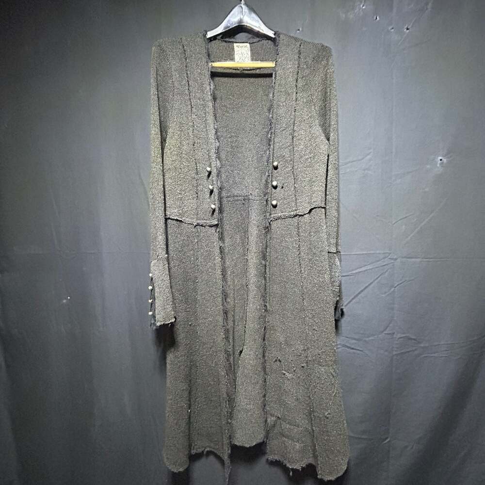 Whimsigoth Vocal USA Gothic Duster Cardigan Lace Bell Sleeves Button Detail